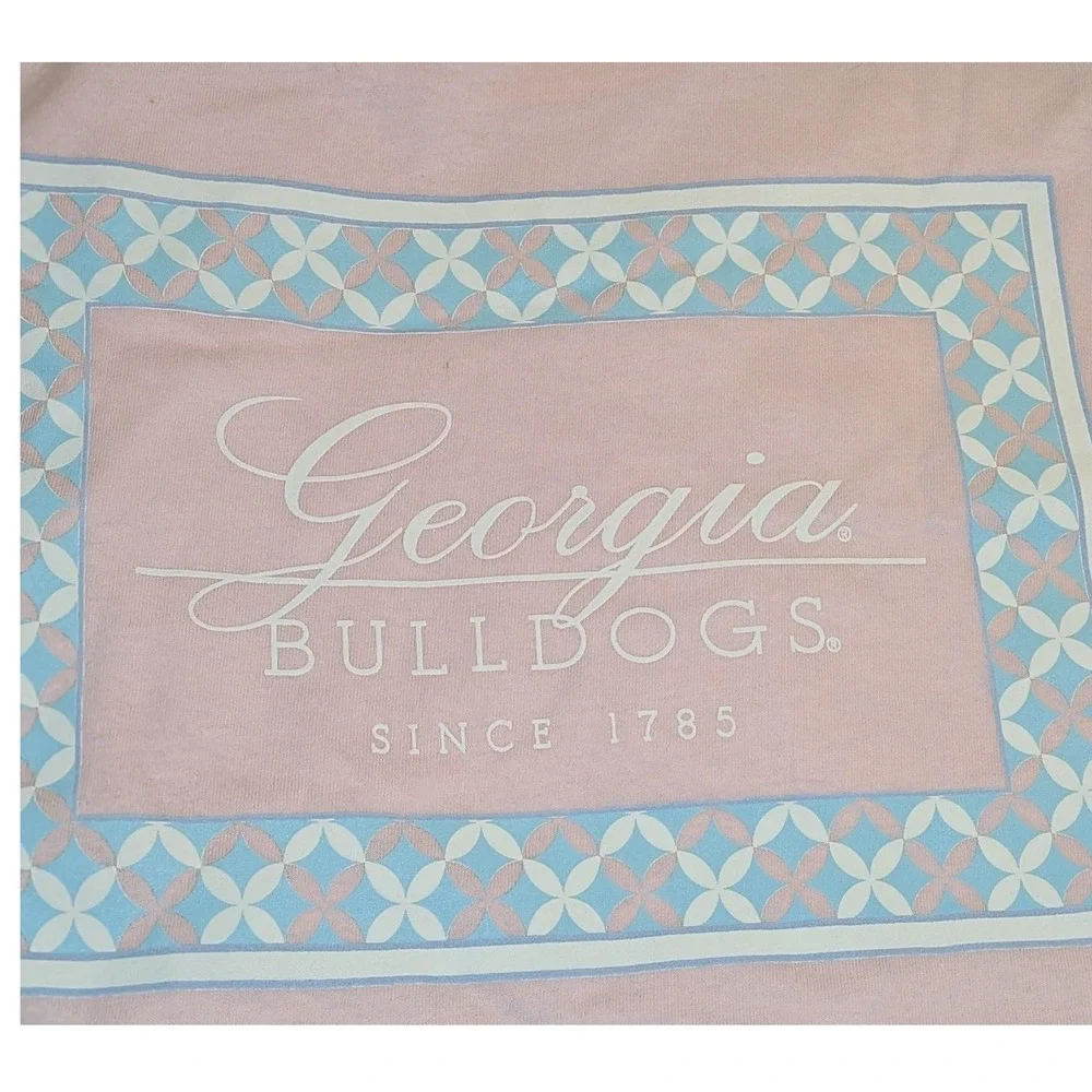 Hanes Georgia Bulldogs Pink Graphic T-Shirt Large UGA Short Sleeve Cotton NWOT‎